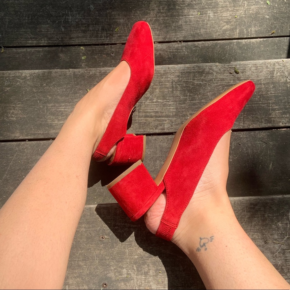 & other stories ruby red suede wedges